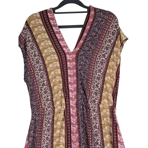 Cactus + Pearl Women size L Mix Stripe Knit Maxi Dress Slits Cottagecore Hippie - Picture 12 of 13